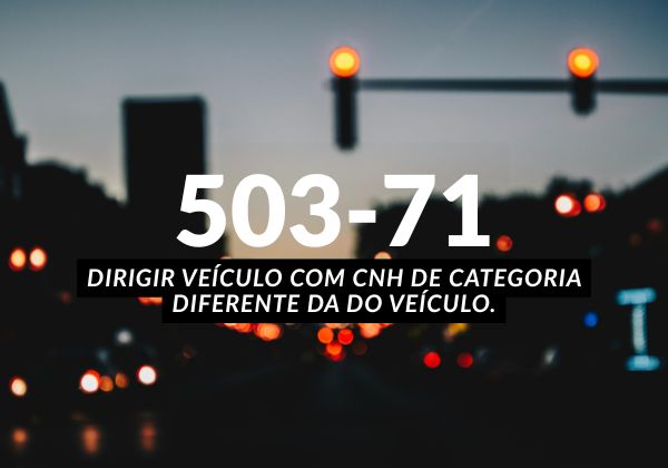 Enquadramento 503-71 Dirigir veículo com CNH de categoria diferente da do veículo. Talonário Eletrônico NIT